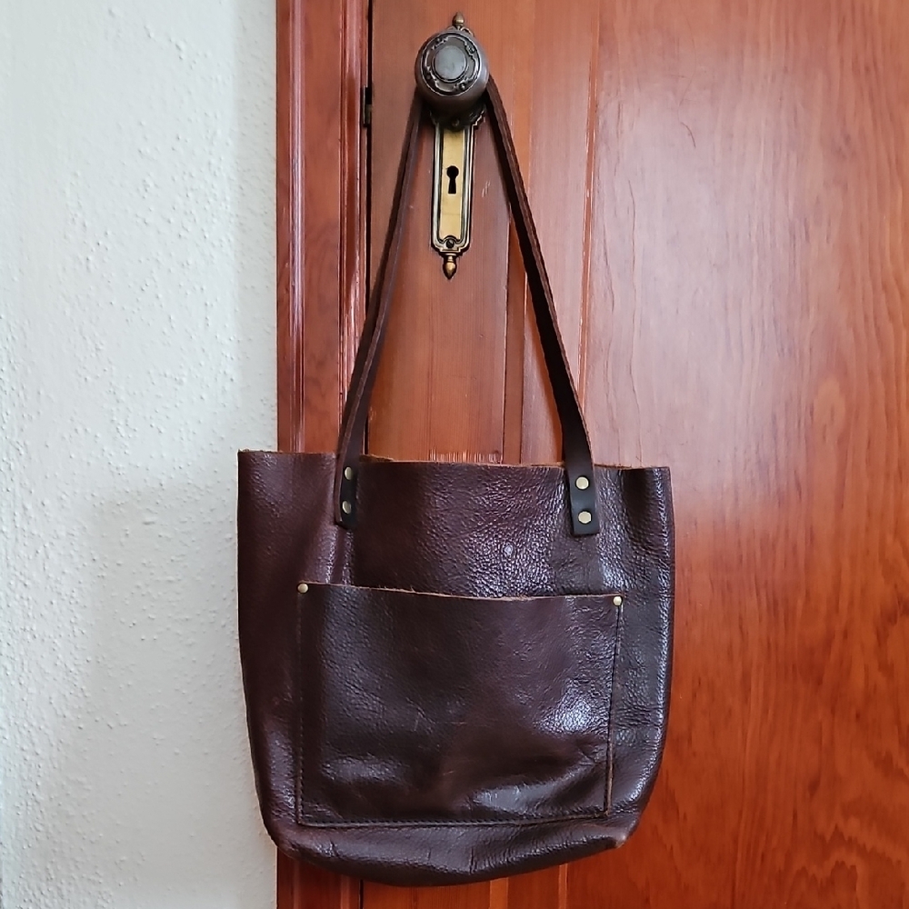 Portland Leather Brown Tote Bag with Medium Straps
